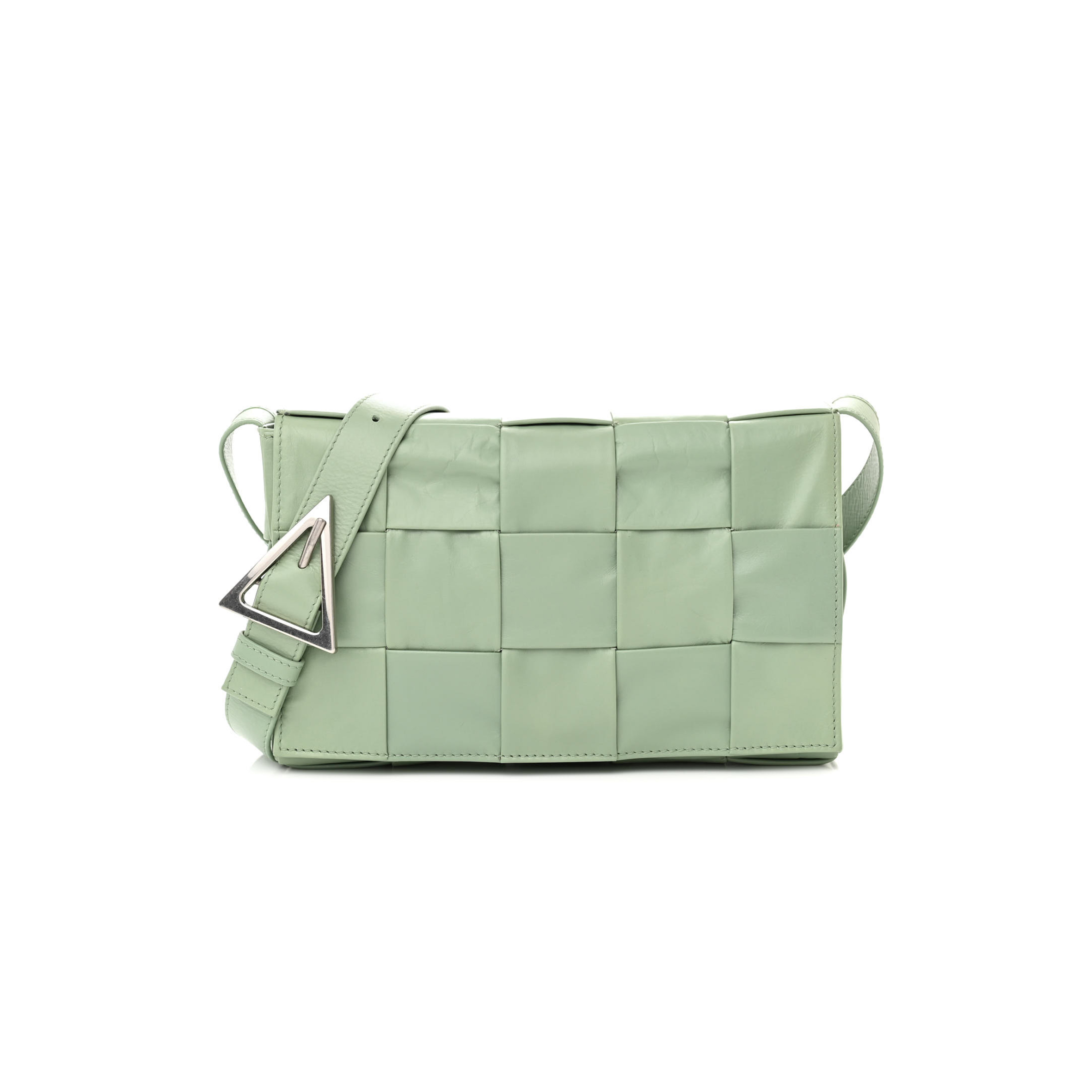 BOTTEGA VENETA PAPER CALFSKIN MAXI INTRECCIO CASSETTE CROSSBODY BAG SAGE (23*15*5.5cm)