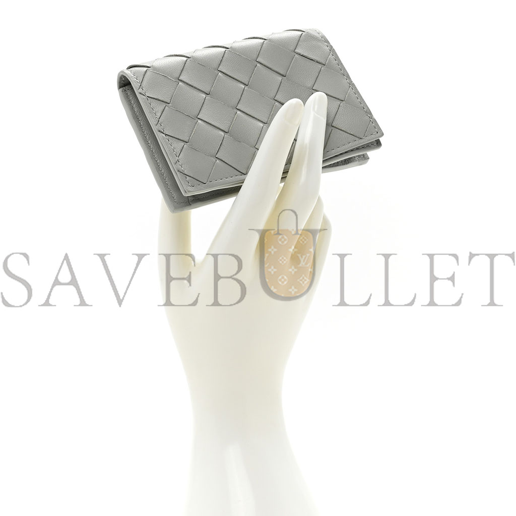 BOTTEGA VENETA NAPPA INTRECCIATO CARD CASE AGATE GREY (11*9*2cm)