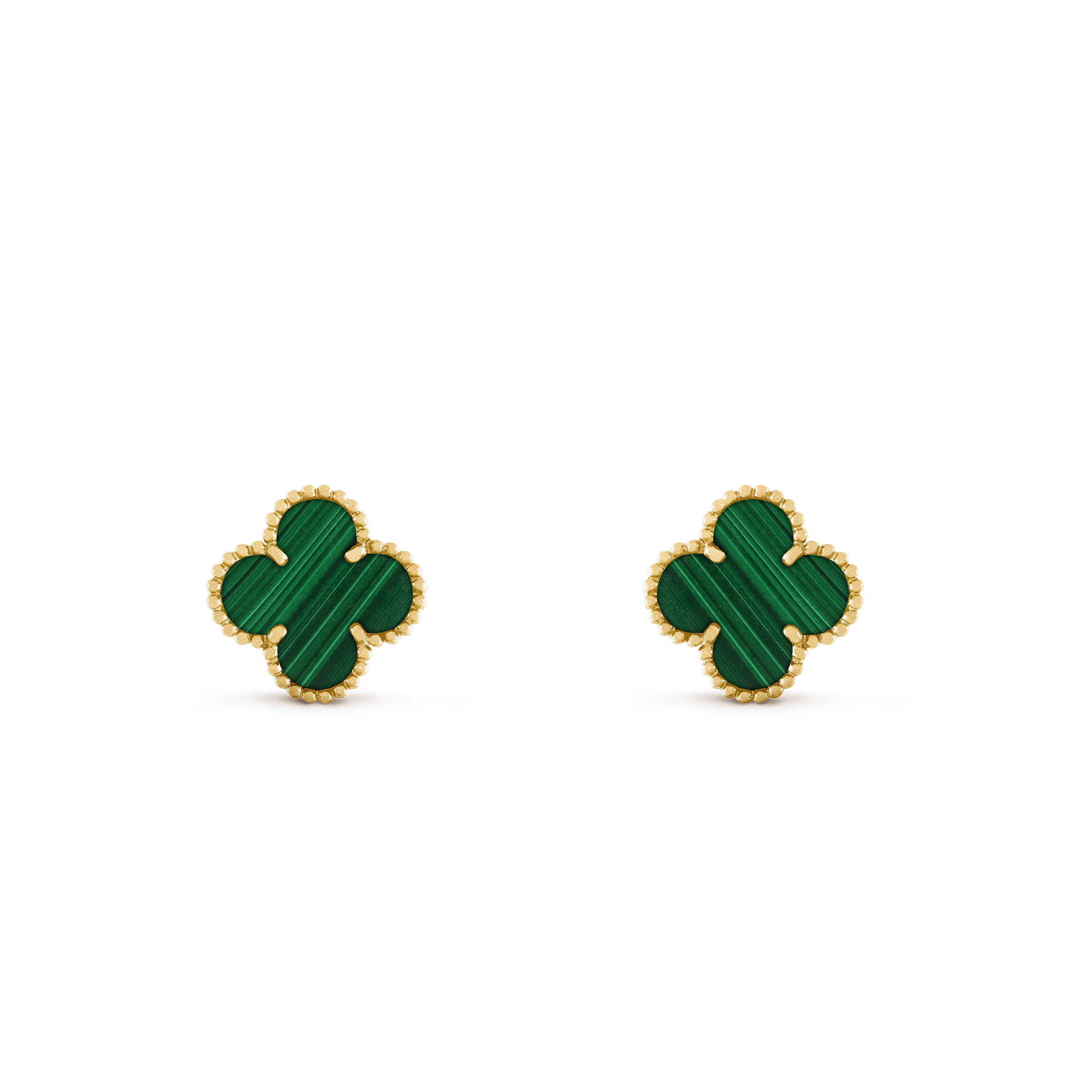 VAN CLEEF ARPELS VINTAGE ALHAMBRA EARRINGS - YELLOW GOLD, MALACHITE  VCARO3QL00