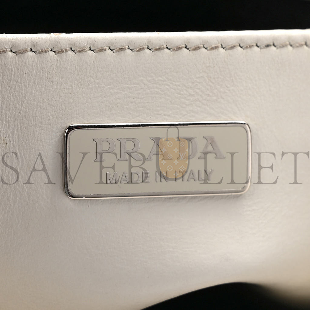 PRADA SPAZZOLATO CLEO SHOULDER BAG WHITE (27*18*5cm) PRADA SPAZZOLATO CLEO SHOULDER BAG WHITE (27*18*5cm)