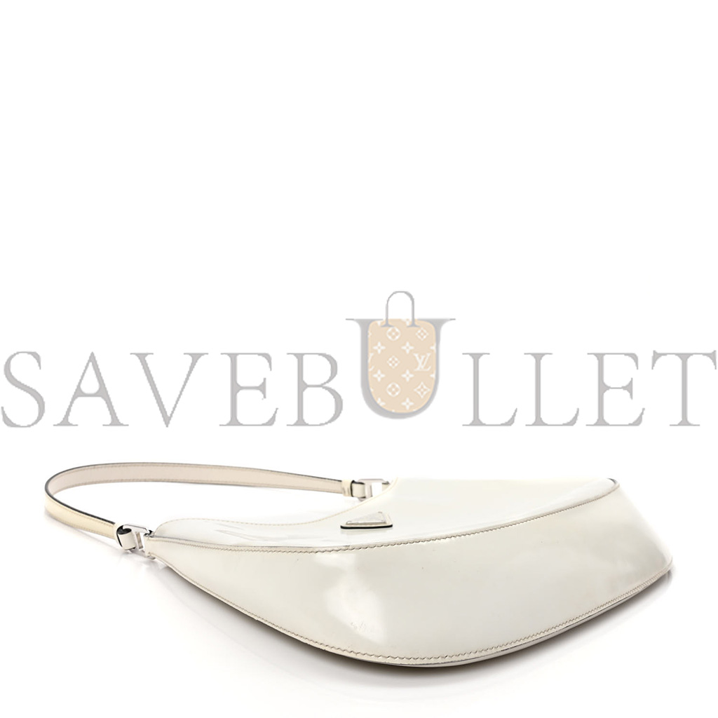 PRADA SPAZZOLATO CLEO SHOULDER BAG WHITE (27*18*5cm) PRADA SPAZZOLATO CLEO SHOULDER BAG WHITE (27*18*5cm)