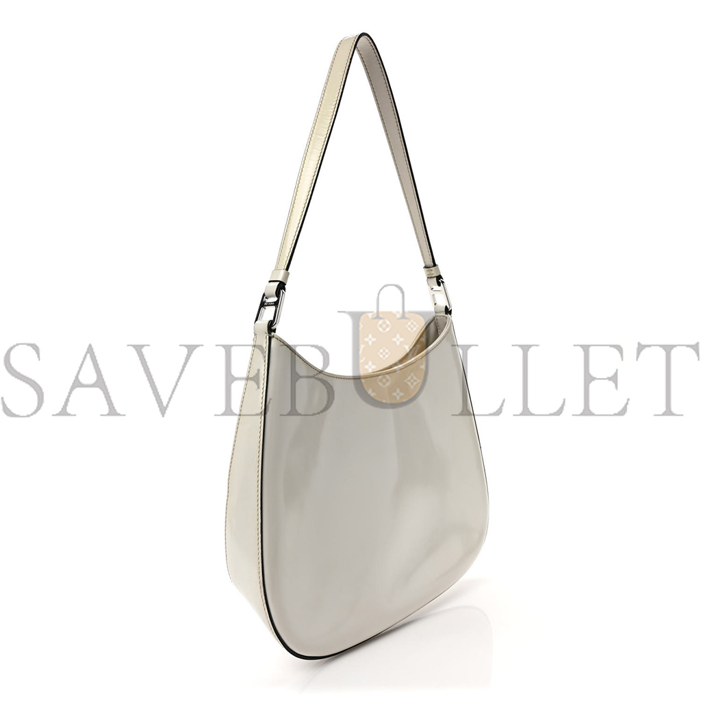 PRADA SPAZZOLATO CLEO SHOULDER BAG WHITE (27*18*5cm) PRADA SPAZZOLATO CLEO SHOULDER BAG WHITE (27*18*5cm)
