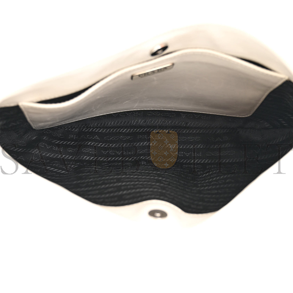 PRADA SPAZZOLATO CLEO SHOULDER BAG WHITE (27*18*5cm) PRADA SPAZZOLATO CLEO SHOULDER BAG WHITE (27*18*5cm)