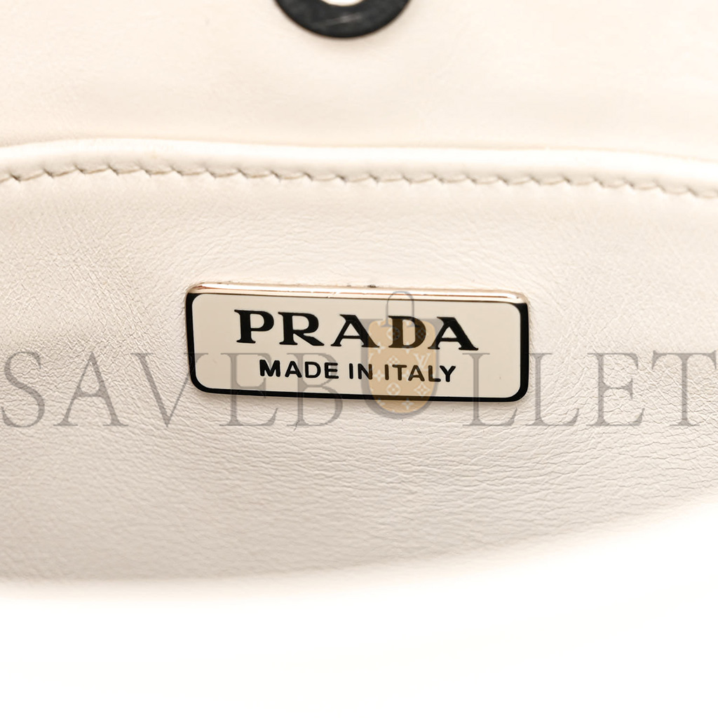 PRADA SPAZZOLATO CLEO SHOULDER BAG WHITE (27*18*5cm) PRADA SPAZZOLATO CLEO SHOULDER BAG WHITE (27*18*5cm)