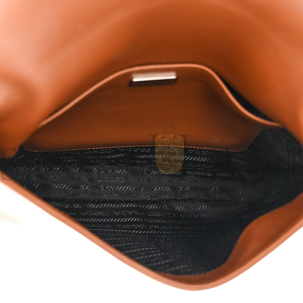PRADA SPAZZOLATO CLEO FLAP SHOULDER BAG TOBACCO (24*21*6cm) PRADA SPAZZOLATO CLEO FLAP SHOULDER BAG TOBACCO (24*21*6cm)