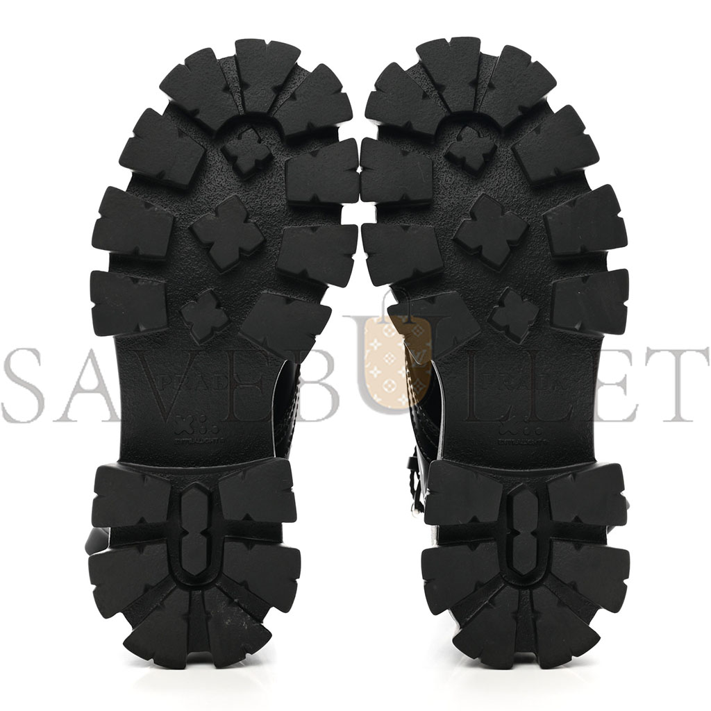 PRADA SPAZZOLATO ROIS RE-NYLON METAL TRIANGLE LOGO MENS MONOLITH POUCH POCKET 60MM COMBAT BOOTS 7.5 BLACK PRADA SPAZZOLATO ROIS RE-NYLON METAL TRIANGLE LOGO MENS MONOLITH POUCH POCKET 60MM COMBAT BOOTS 7.5 BLACK