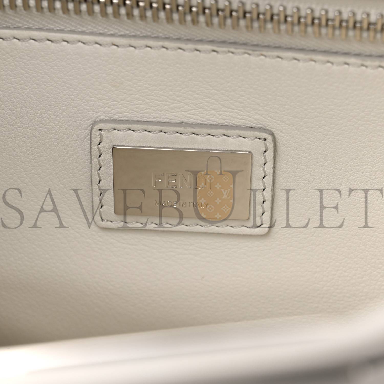 FENDI VITELLO SETA CENTURY NAPPA WHIPSTITCH MEDIUM PEEKABOO ICONIC SATCHEL WHITE (34*26*14cm)