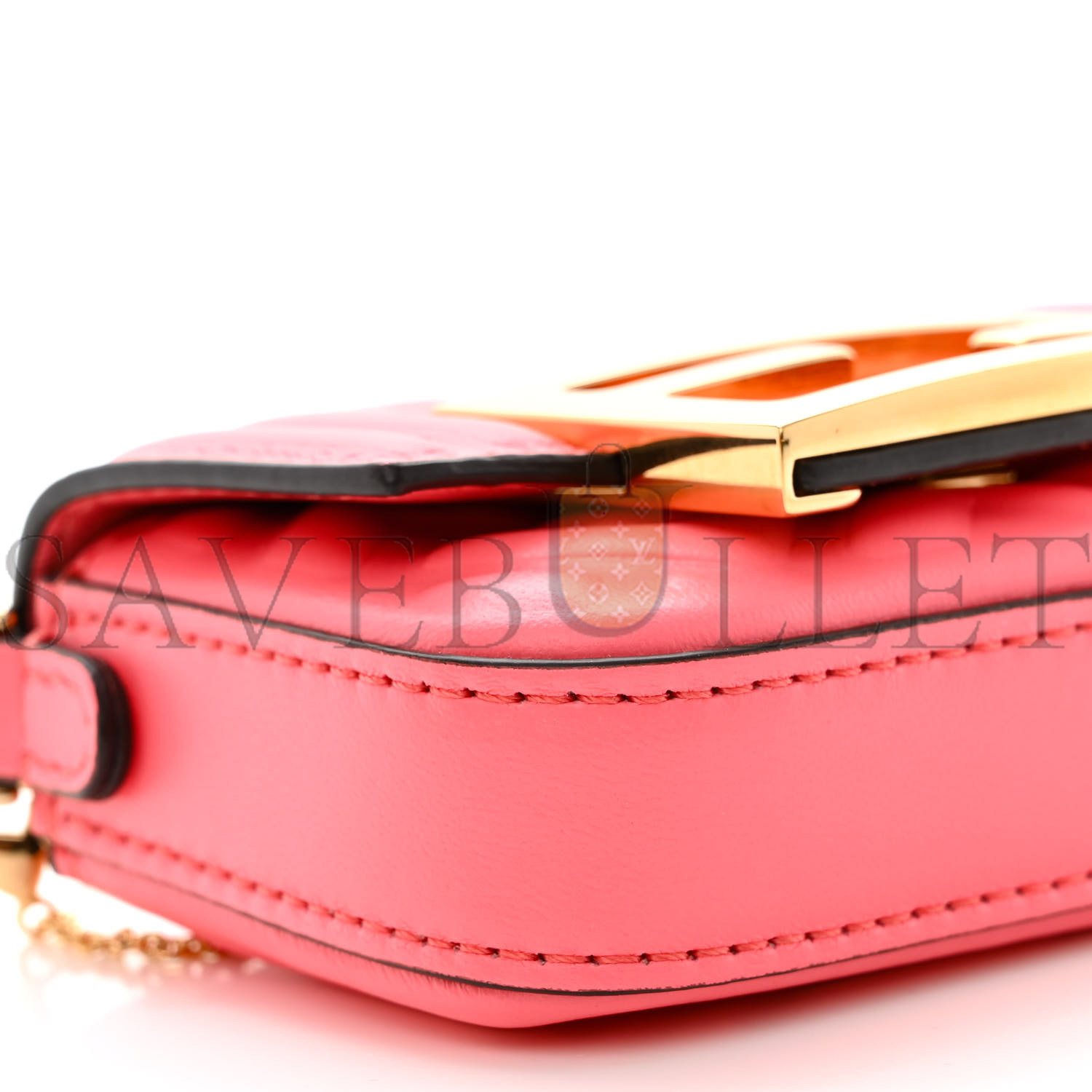 FENDI NAPPA MATISSE FF EMBOSSED NANO MAXI BUCKLE BAGUETTE CHARM PINK DALIA (11*7*3cm)