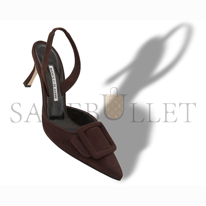 MANOLO BLAHNIK MAYSLI BROWN SUEDE SLINGBACK MULES 219-0182-0073 MANOLO BLAHNIK MAYSLI BROWN SUEDE SLINGBACK MULES 219-0182-0073