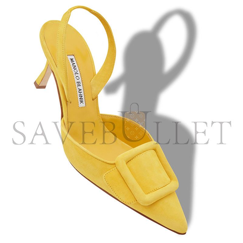 MANOLO BLAHNIK MAYSLI YELLOW SUEDE SLINGBACK PUMPS 219-0182-0059