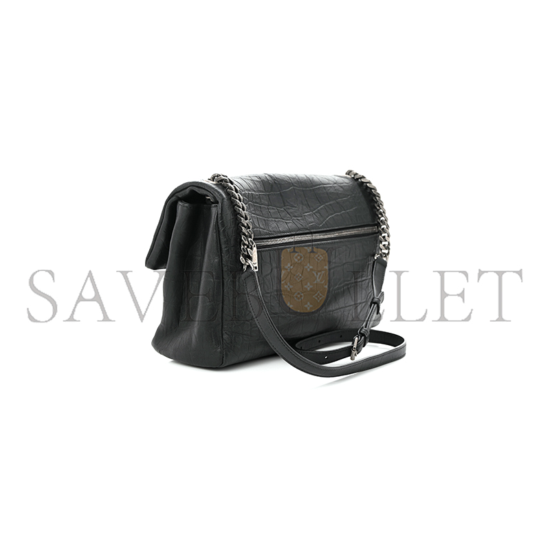 YSL LARGE WEST HOLLYWOOD MONOGRAM FOLD-OVER GREY 1413669 (28*18*11cm)