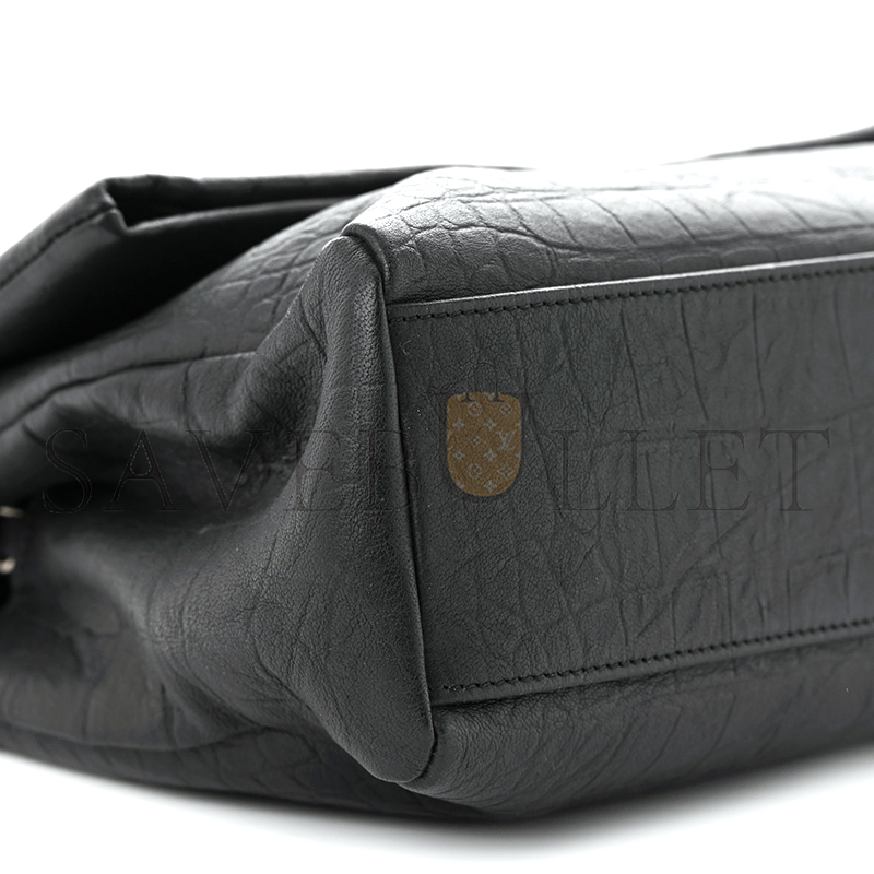YSL LARGE WEST HOLLYWOOD MONOGRAM FOLD-OVER GREY 1413669 (28*18*11cm)