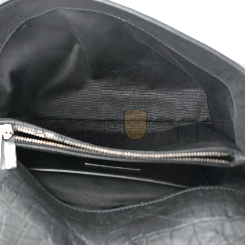 YSL LARGE WEST HOLLYWOOD MONOGRAM FOLD-OVER GREY 1413669 (28*18*11cm)