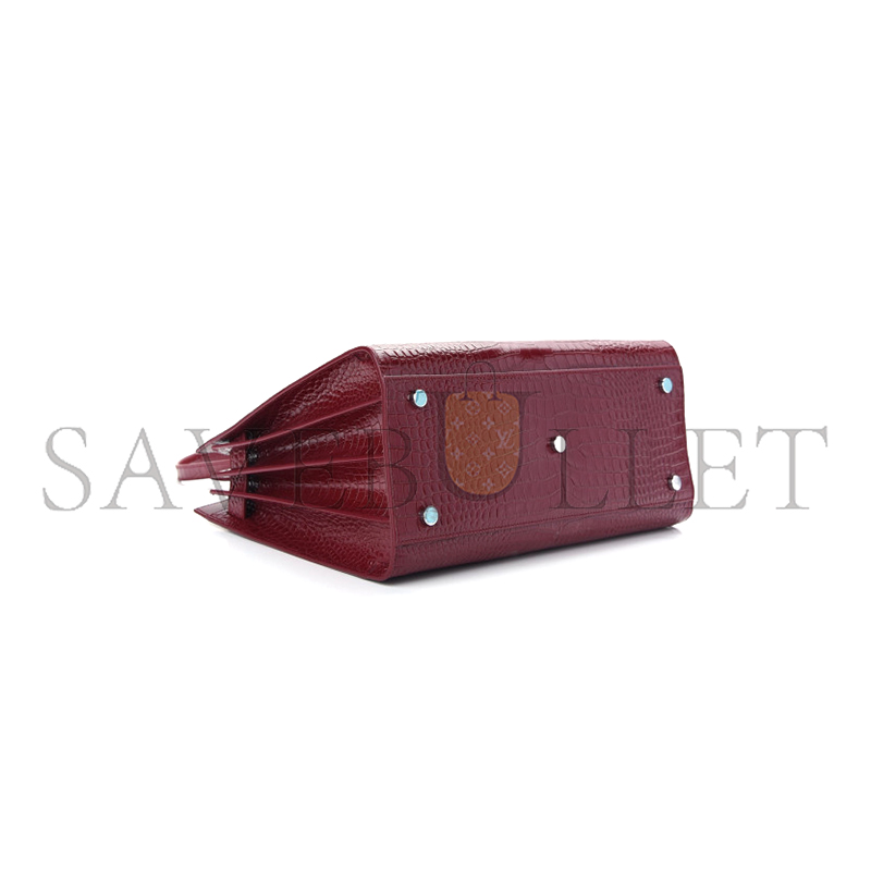 YSL SAC DE JOUR EMBOSSED CROCODILE SHINY LEATHER RED LACQUER 898383 (26*20.5*12.5cm)