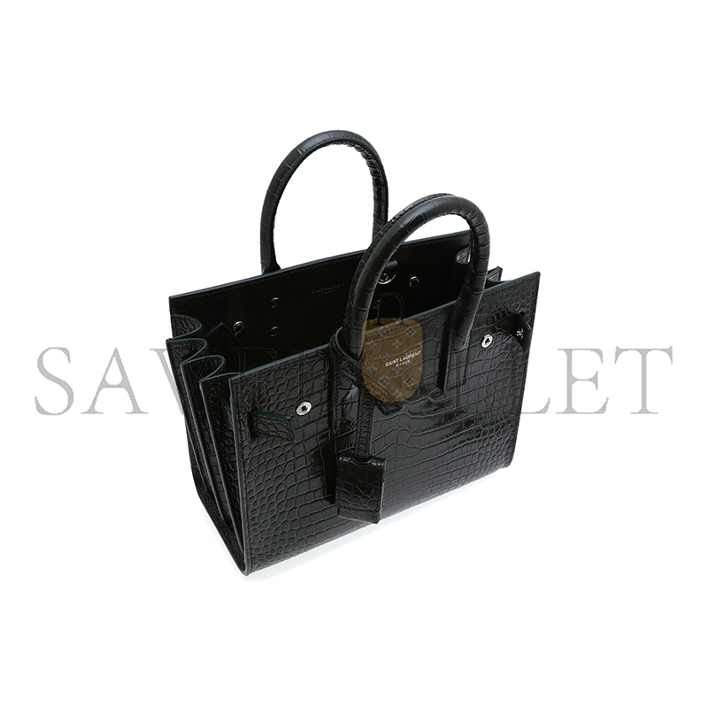 YSL BABY SAC DE JOUR CROC EMBOSSED DARK GREEN 392035DND1N3045 (22*18*10.5cm)