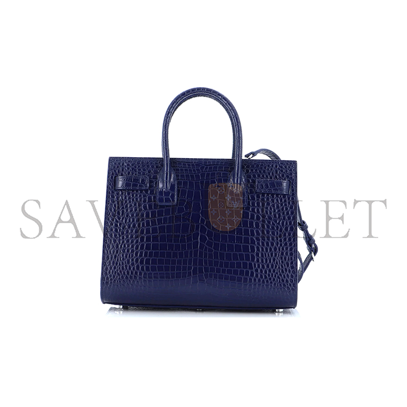 YSL BLUE CROC EMBOSSED LEATHER NANO CLASSIC SAC DE JOUR TOTE ARS4218630718 (26*20.5*12.5cm)