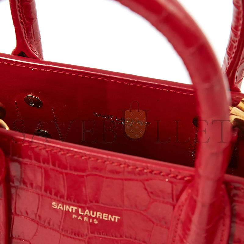 YSL RED CROC EMBOSSED NANO SAC DE JOUR BAG LU84822960252 (26*20.5*12.5cm)