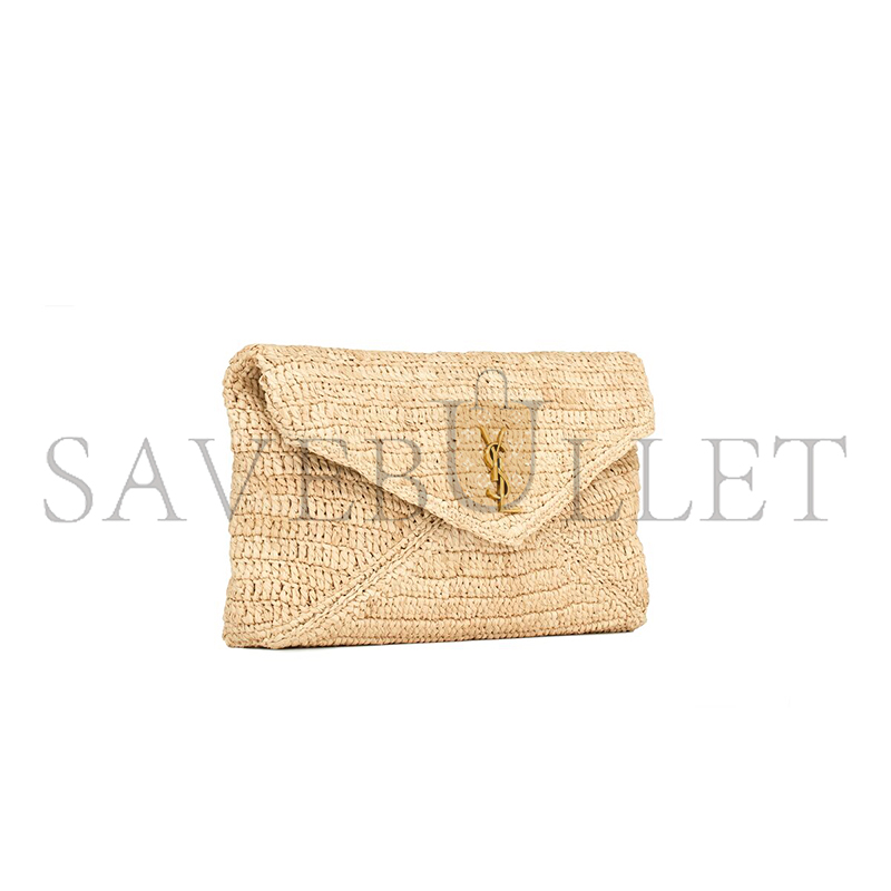 YSL CASSANDRE LARGE ENVELOPE POUCH IN RAFFIA 786074GAAEX2080 (29.5*18*4.5cm)