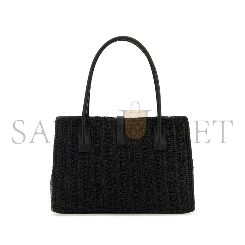 YSL RAFFIA PANIER RECTANGLE TOTE BLACK 741199GAADO (29*21*9cm)