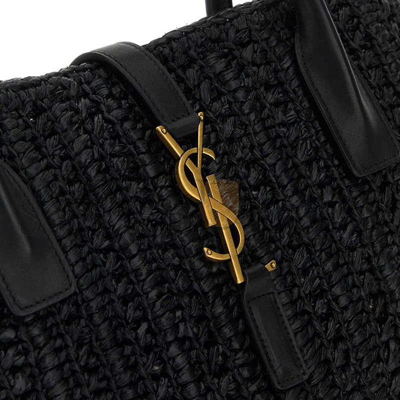 YSL RAFFIA PANIER RECTANGLE TOTE BLACK 741199GAADO (29*21*9cm)