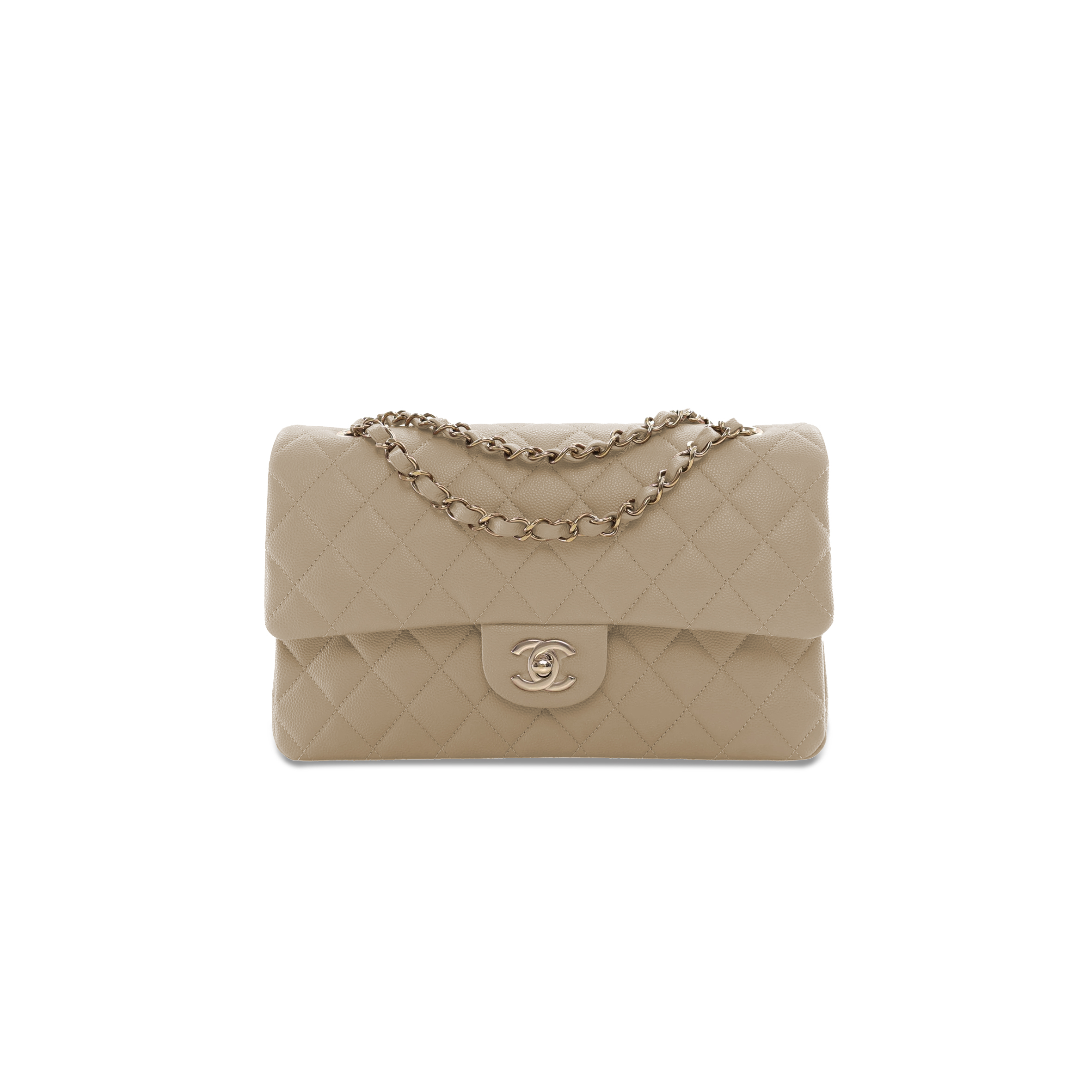 CHANEL CLASSIC FLAP MEDIUM TAUPE CAVIAR AS1112 (25*15*6cm)