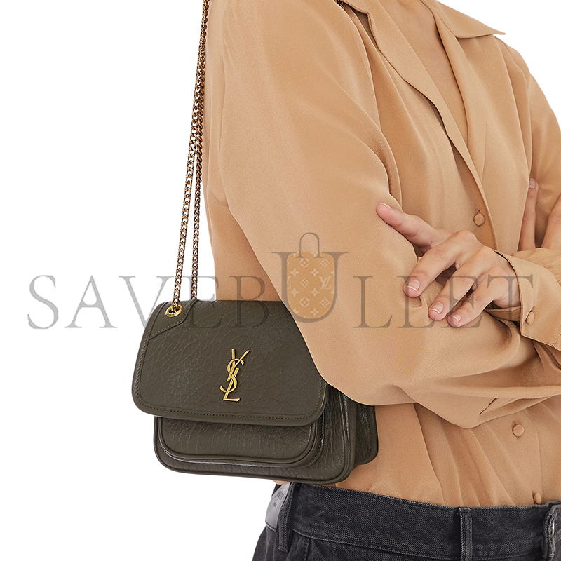 YSL NIKI CROSSBODY BAG IN LEATHER 218164781 (22*16.5*12cm)