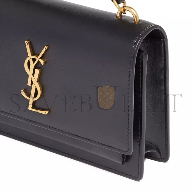 YSL SUNSET CHAIN WALLET IN SMOOTH LEATHER BLACK 533026D422W1000 (19*14*5.5cm)