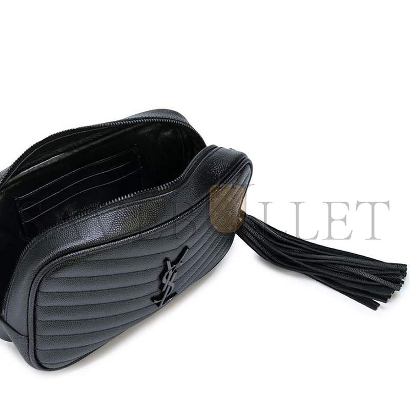 YSL MINI LOU BAG IN MATELASSÉ GRAIN DE POUDRE EMBOSSED LEATHER BLACK 5000574787 (19*10.5*5cm)