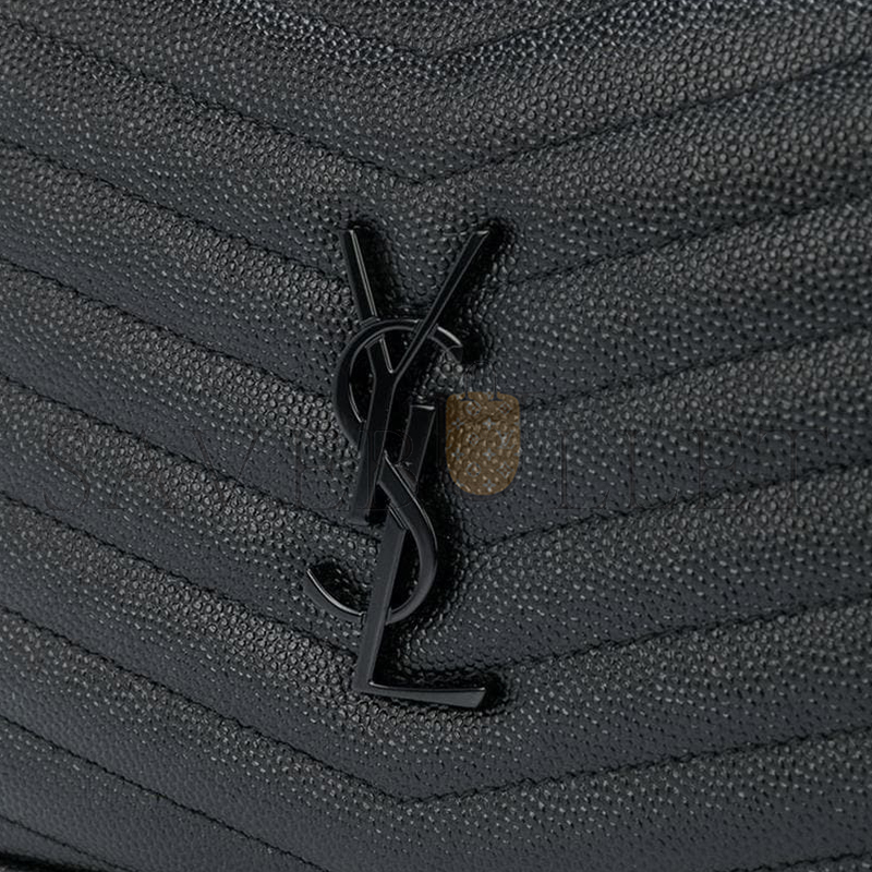 YSL MINI LOU BAG IN MATELASSÉ GRAIN DE POUDRE EMBOSSED LEATHER BLACK 5000574787 (19*10.5*5cm)
