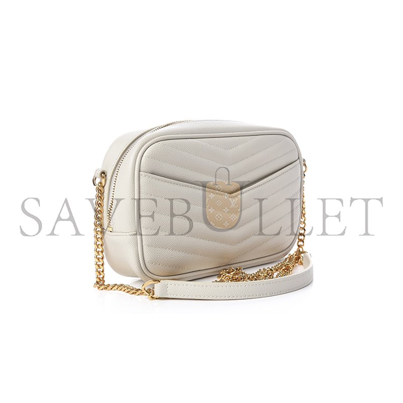 YSL MINI LOU BAG IN MATELASSÉ GRAIN DE POUDRE EMBOSSED LEATHER WHITE 466952 (19*10.5*5cm)