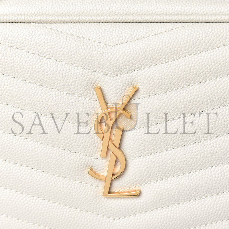 YSL MINI LOU BAG IN MATELASSÉ GRAIN DE POUDRE EMBOSSED LEATHER WHITE 466952 (19*10.5*5cm)