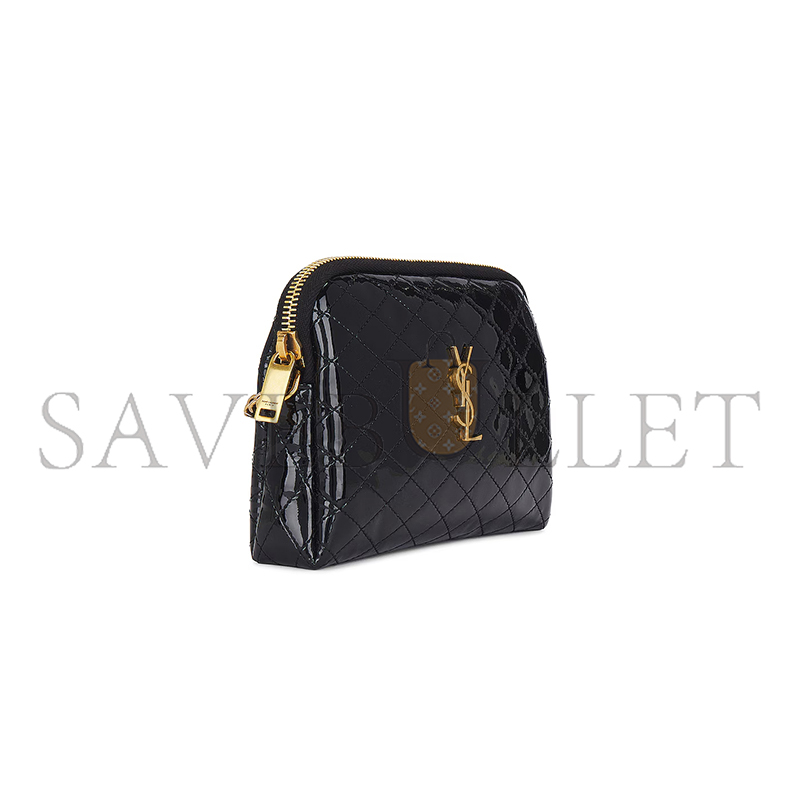 YSL GABY ZIPPED POUCH IN QUILTED PATENT LEATHER 733667AHG071000 (19*13*3.5cm)