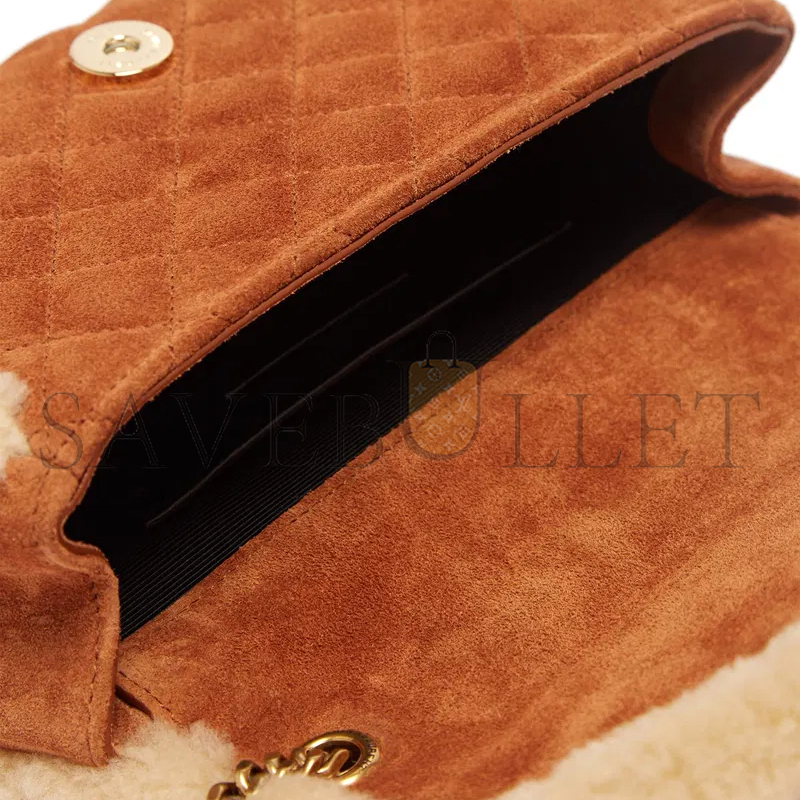 YSL ENVELOPE SMALL SHEARLING-SUEDE SHOULDER BAG 526286241562 (21*13*6cm)