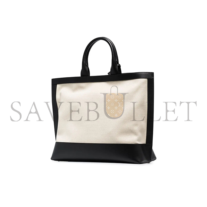 YSL CALFSKIN LINEN TWO TONE SHOPPING TOTE BLACK 6197571560143 (41.5*34*14cm)