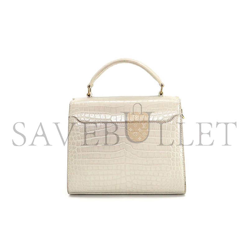 YSL CASSANDRA MINI TOP HANDLE BAG IN CROCODILE-EMBOSSED SHINY LEATHER 602716623930 (20*16*7.5cm)