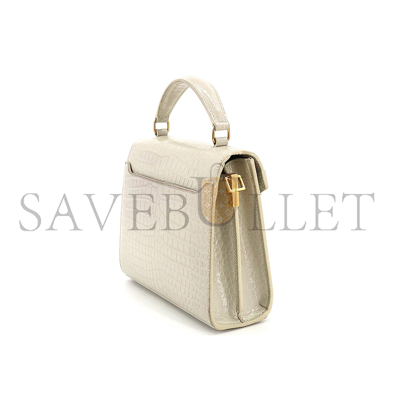 YSL CASSANDRA MINI TOP HANDLE BAG IN CROCODILE-EMBOSSED SHINY LEATHER 602716623930 (20*16*7.5cm)