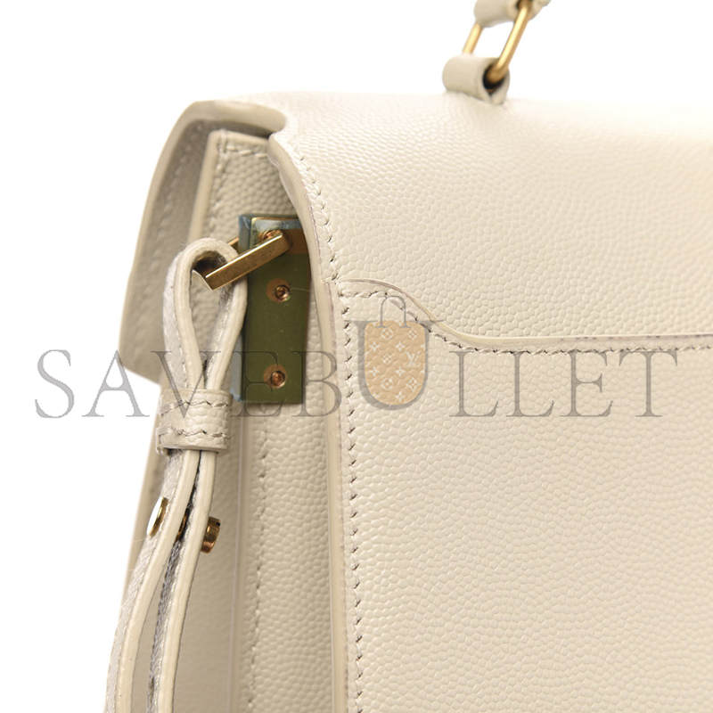 YSL CASSANDRA MEDIUM TOP HANDLE BAG IN GRAIN DE POUDRE EMBOSSED LEATHER 578000681411 (24.5*20*11.5cm)