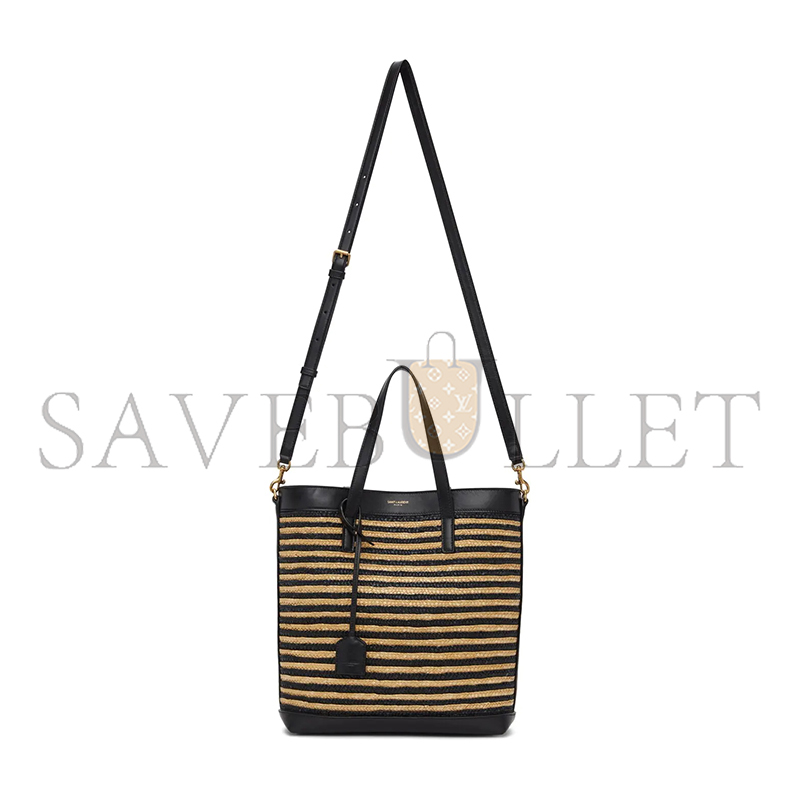 YSL SHOPPING SAINT LAURENT TOY IN RAFFIA AND LEATHER 6003077088 (25*28*8cm)
