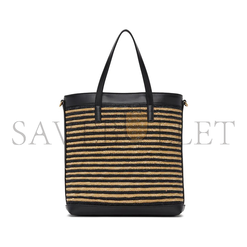 YSL SHOPPING SAINT LAURENT TOY IN RAFFIA AND LEATHER 6003077088 (25*28*8cm)