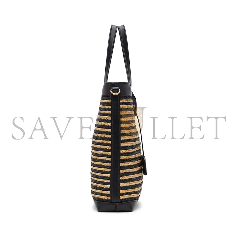 YSL SHOPPING SAINT LAURENT TOY IN RAFFIA AND LEATHER 6003077088 (25*28*8cm)
