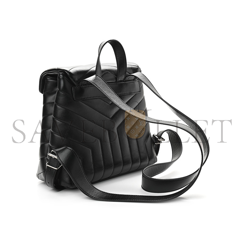 YSL LOULOU SMALL BACKPACK BLACK IN QUILTED LEATHER 516272909633 (26*22*11cm)