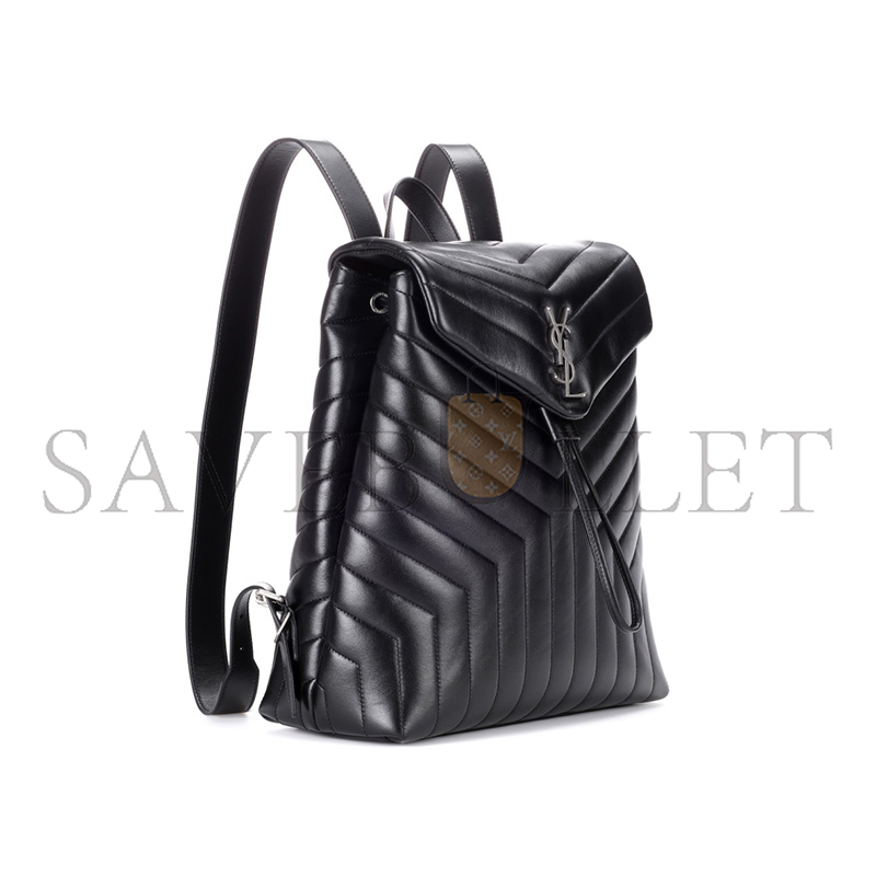 YSL LOULOU MEDIUM BACKPACK BLACK IN QUILTED LEATHER 487219DV7261000 (33*26*13cm)