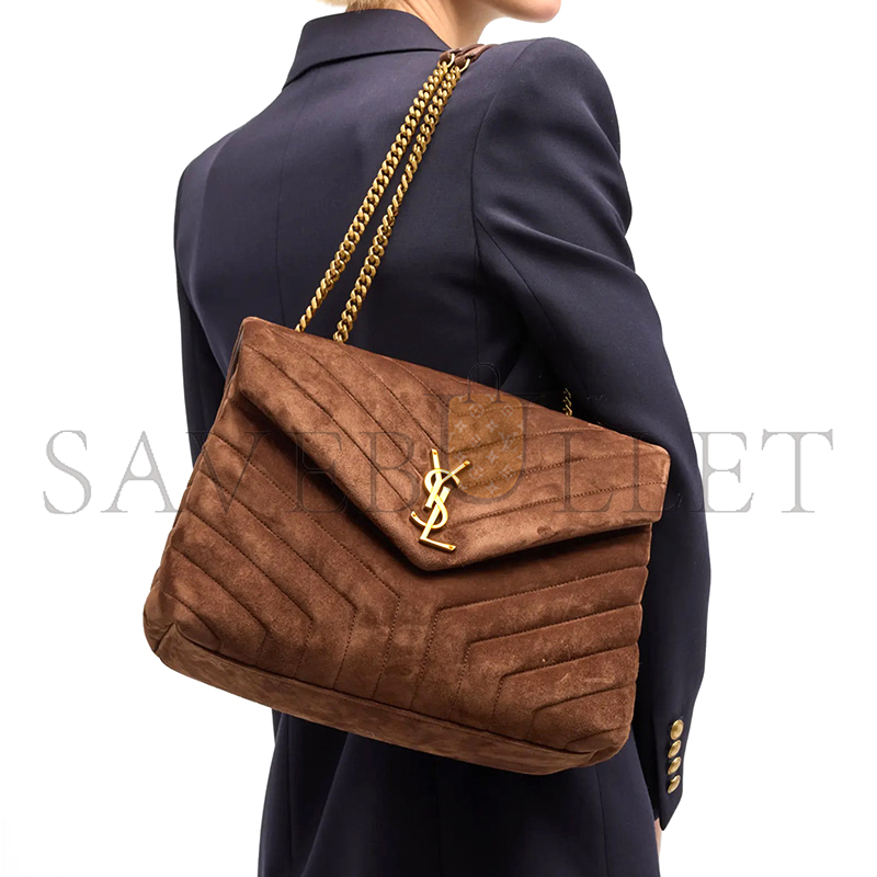 YSL LOULOU MEDIUM CHAIN BAG IN SUEDE 487216522436 (32*22*11cm)