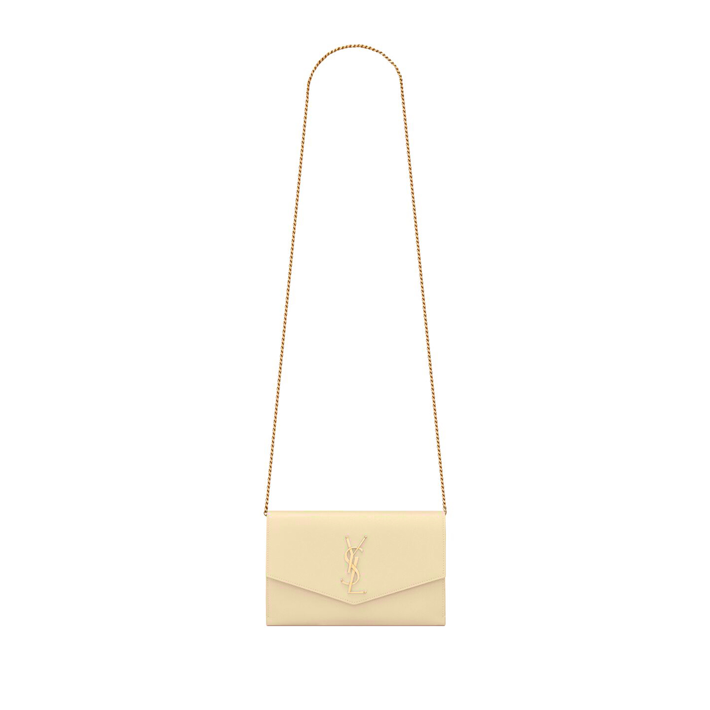 YSL UPTOWN CHAIN WALLET IN GRAIN DE POUDRE EMBOSSED LEATHER 6077881GF0J2721 (19*12*3cm)
