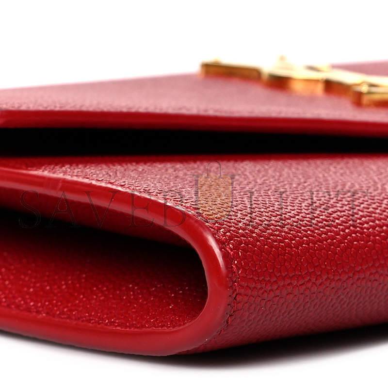 YSL UPTOWN CHAIN WALLET IN GRAIN DE POUDRE EMBOSSED LEATHER 607788110108 (19*12*3cm)