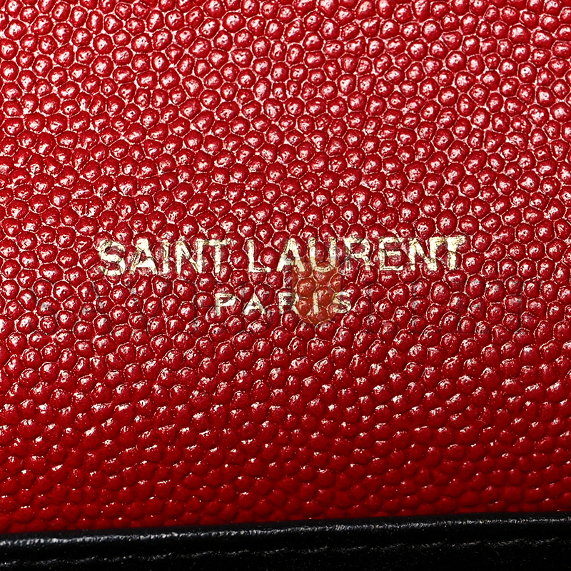 YSL UPTOWN CHAIN WALLET IN GRAIN DE POUDRE EMBOSSED LEATHER 607788110108 (19*12*3cm)