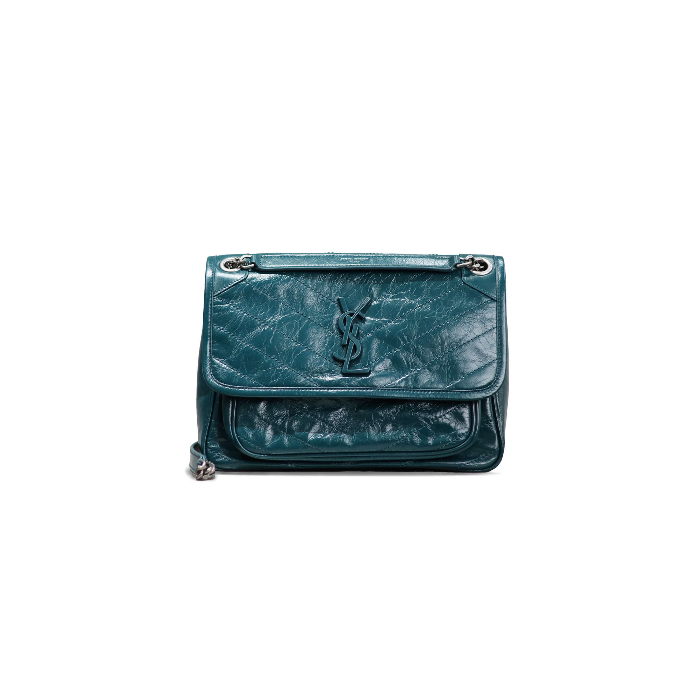 YSL NIKI MEDIUM CHAIN BAG IN CRINKLED VINTAGE LEATHER 633158103526 (28*20*8.5cm)
