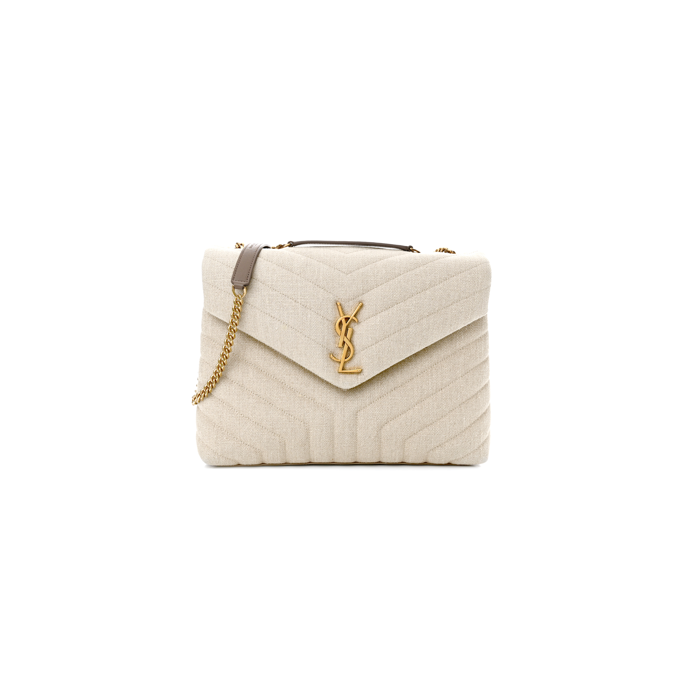 YSL LOULOU MEDIUM CHAIN BAG IN LINEN 4872161571476 (32*22*11cm)