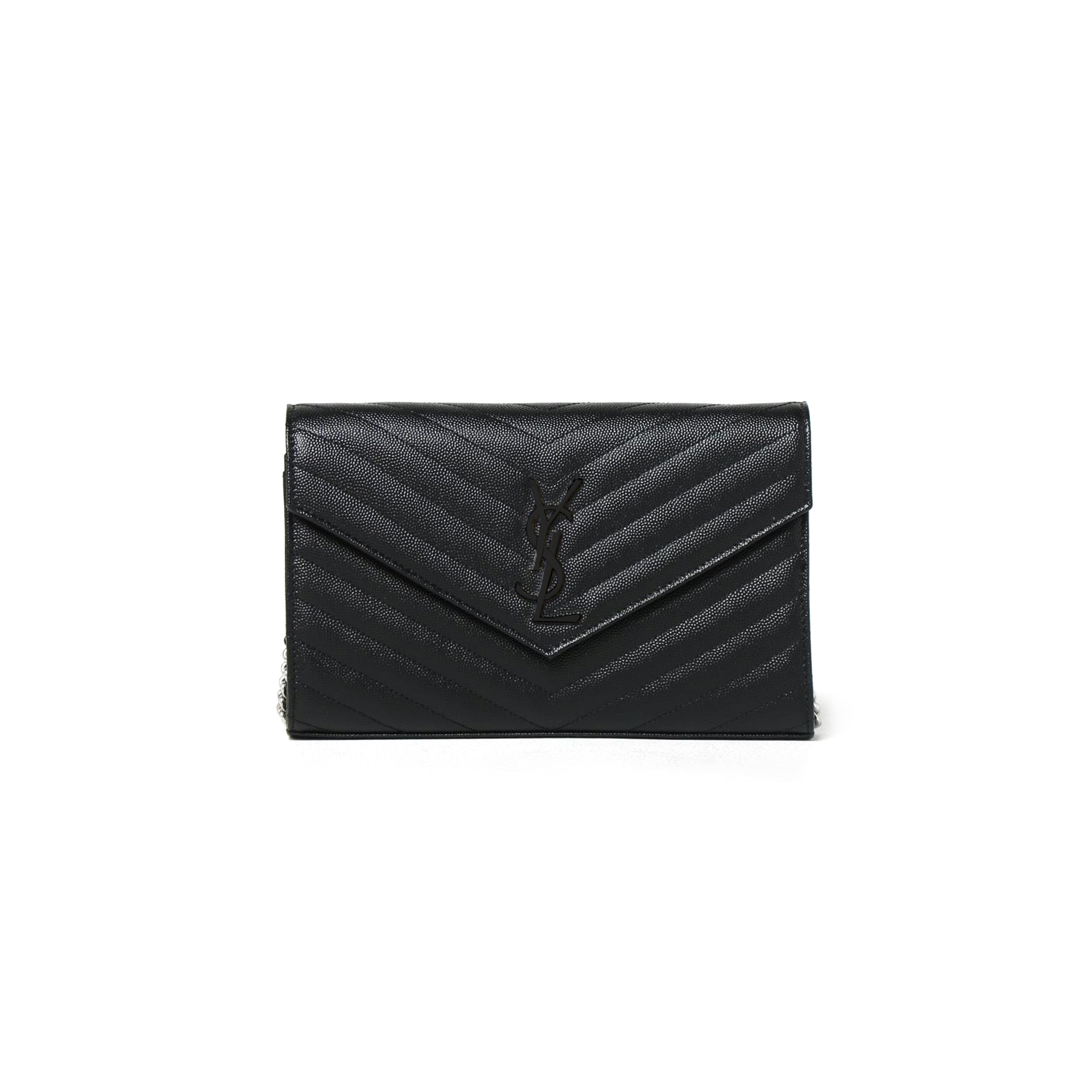 YSL CASSANDRE MATELASSÉ CHAIN WALLET IN GRAIN DE POUDRE EMBOSSED LEATHER 377828300265 (22.5*14*4cm)