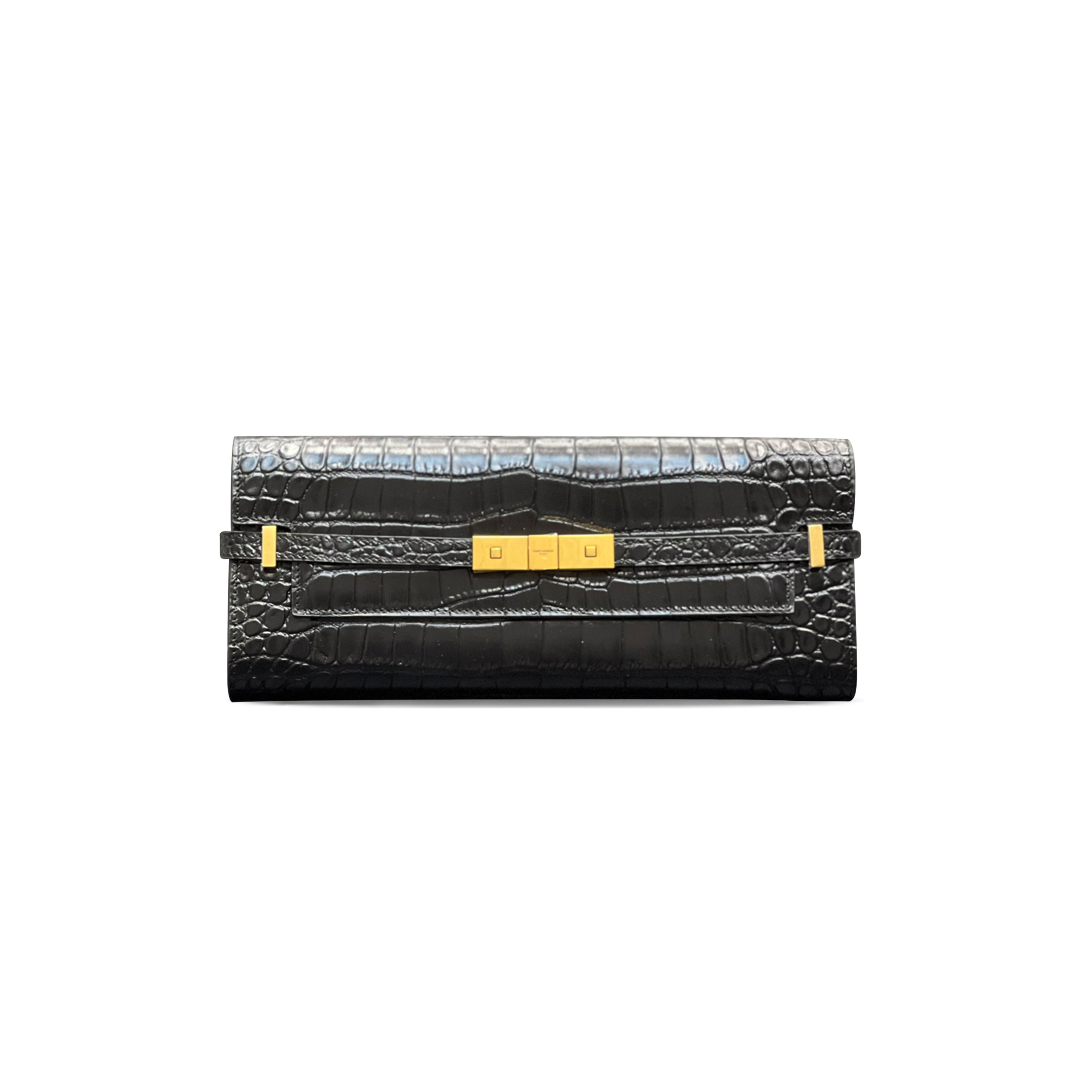 YSL MANHATTAN CLUTCH IN CROCODILE-EMBOSSED LEATHER 695949366520 (31*14*3cm)